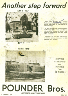 Newspaper clipping for the new Land Registry, constructed by Pounder Brothers, published the 2nd of December 1957 Office,