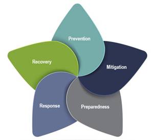 The five components of emergency management.